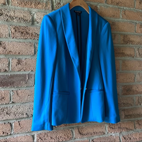 BEBE | Blue tuxedo style shoulder pad vintage spring summer designer blazer - Picture 4 of 16